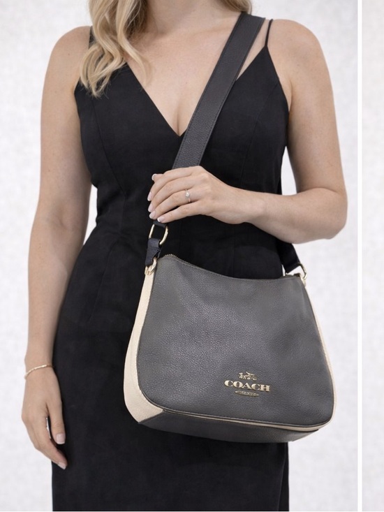 Coach Handbags - 💋Coach F76697 Jes Colorblock Hobo Heather Gray/Black Pebbled Leather Bag